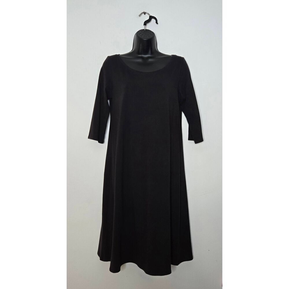 Eileen Fisher Women's Dress Size Small Black 3/4 Sleeve Organic Cotton